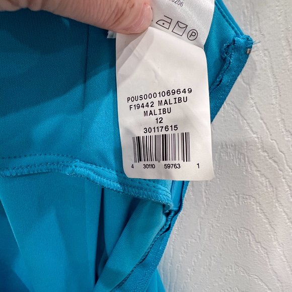 Davids Bridal Mesh Dress with Lace Sleeves and Keyhole Back in Malibu - Picture 2 of 11